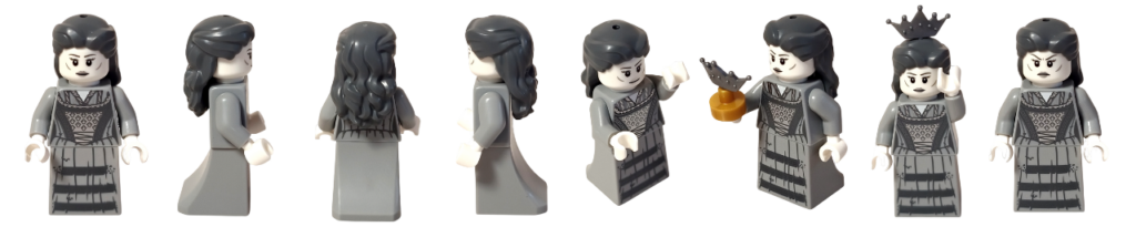 レゴ ハリー・ポッター 76463 ホグワーツ城：医務室 グレイ・レディ ミニフィギュア紹介　正面・右側・背面・左側・歩く姿・失われたティアラを持った姿・ティアラを頭上に掲げた姿・表情違いの比較写真