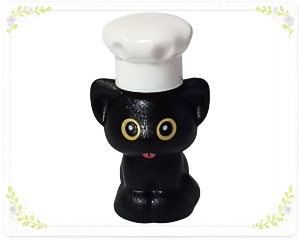 レゴ フレンズ 30696 オータムのワッフル屋さん 黒ネコのプルート 正面 白いコック帽