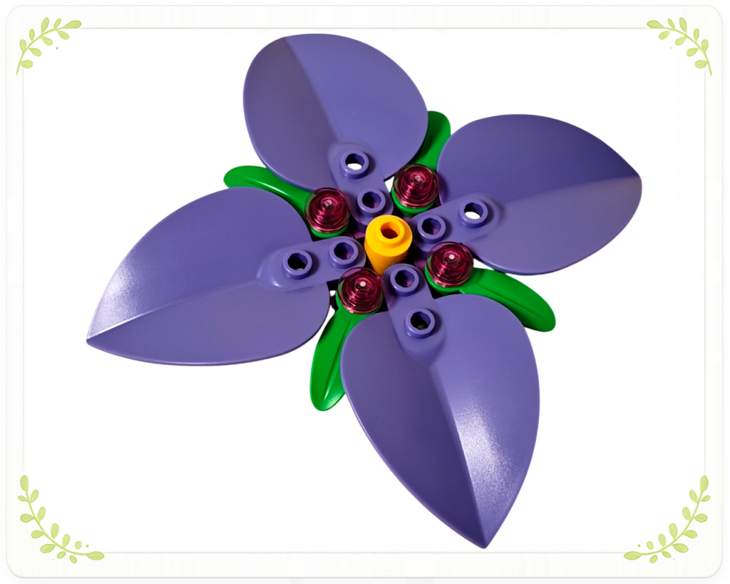 レゴ 42702 くるくるフェアリーティーカップ 紫の花びらと透明パーツを組み合わせた大きな花
