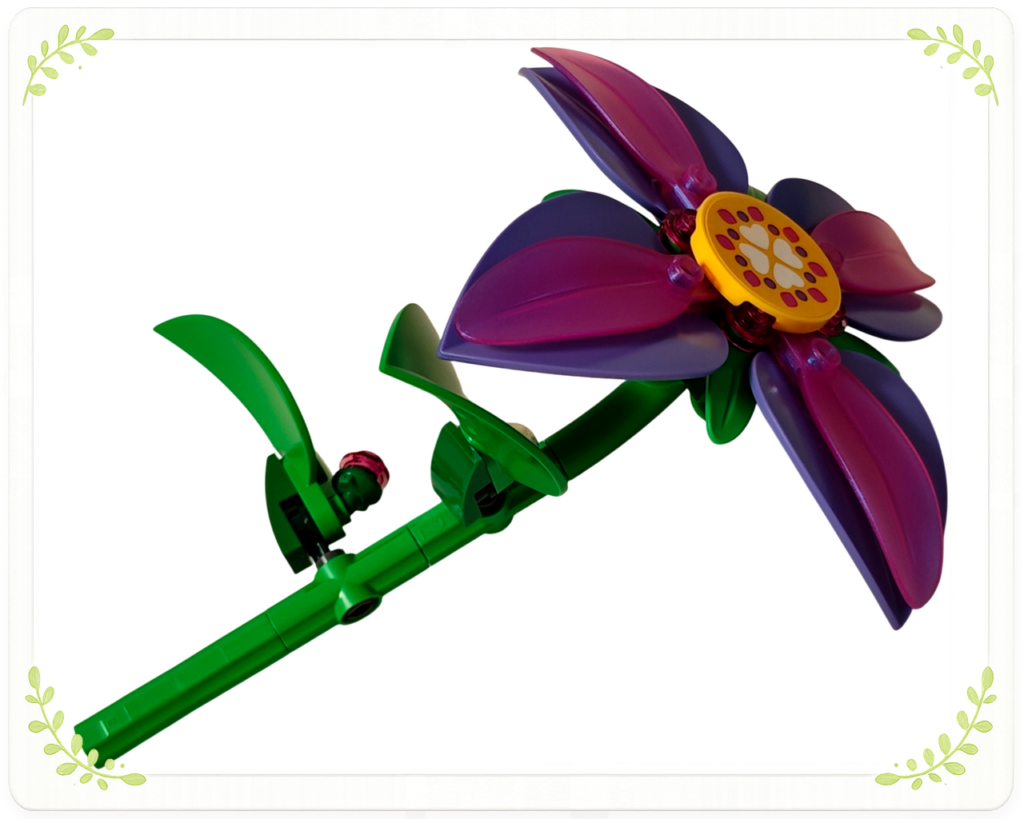 レゴ 42702 くるくるフェアリーティーカップ 長い茎に取り付けた紫の大きな花