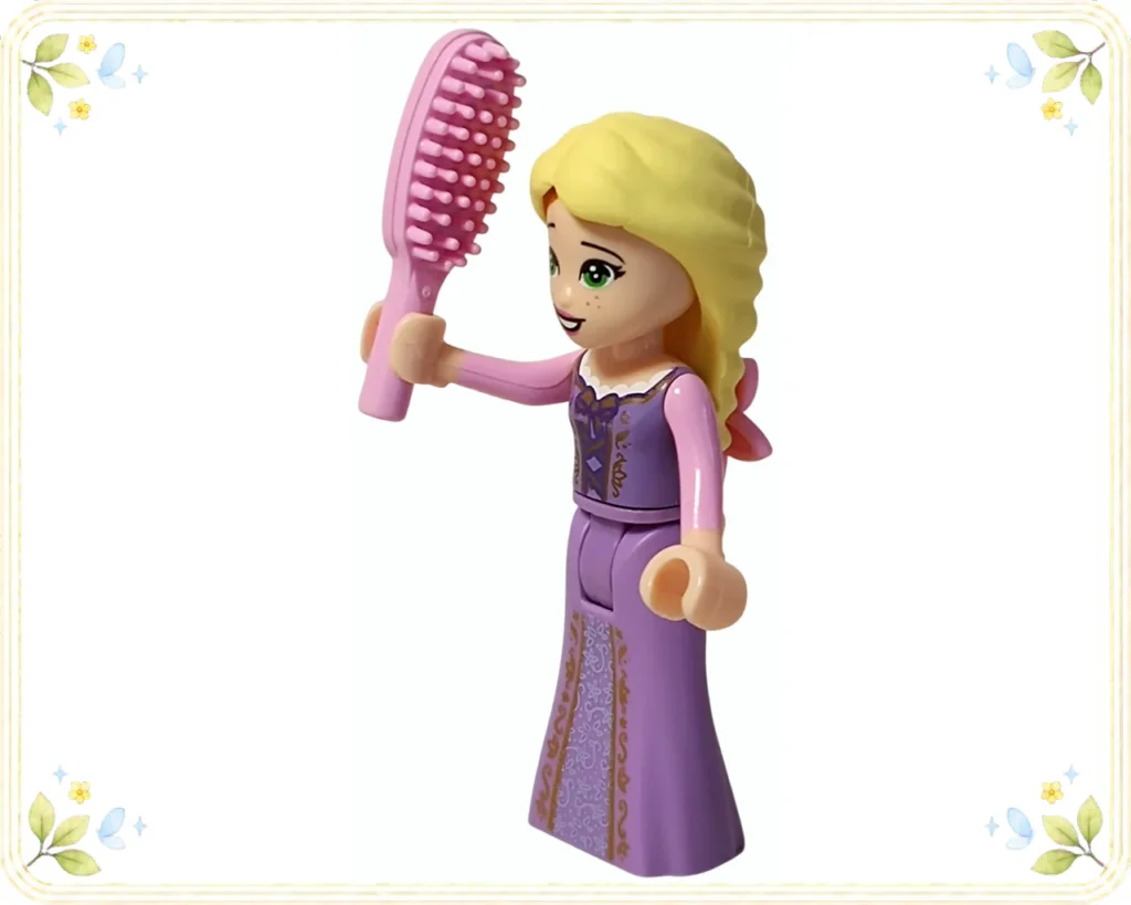 レゴ 41163 ラプンツェルと小さな塔 ピンク色のヘアブラシを片手に持つラプンツェル