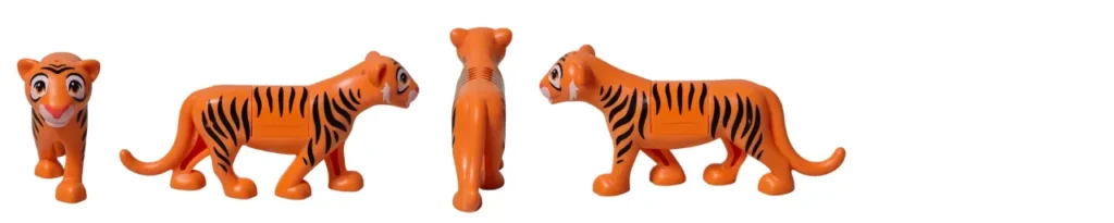 レゴ 43208 ジャスミンとムーランの冒険 ラジャーの正面・側面・背面をまとめた動物紹介サムネイル
