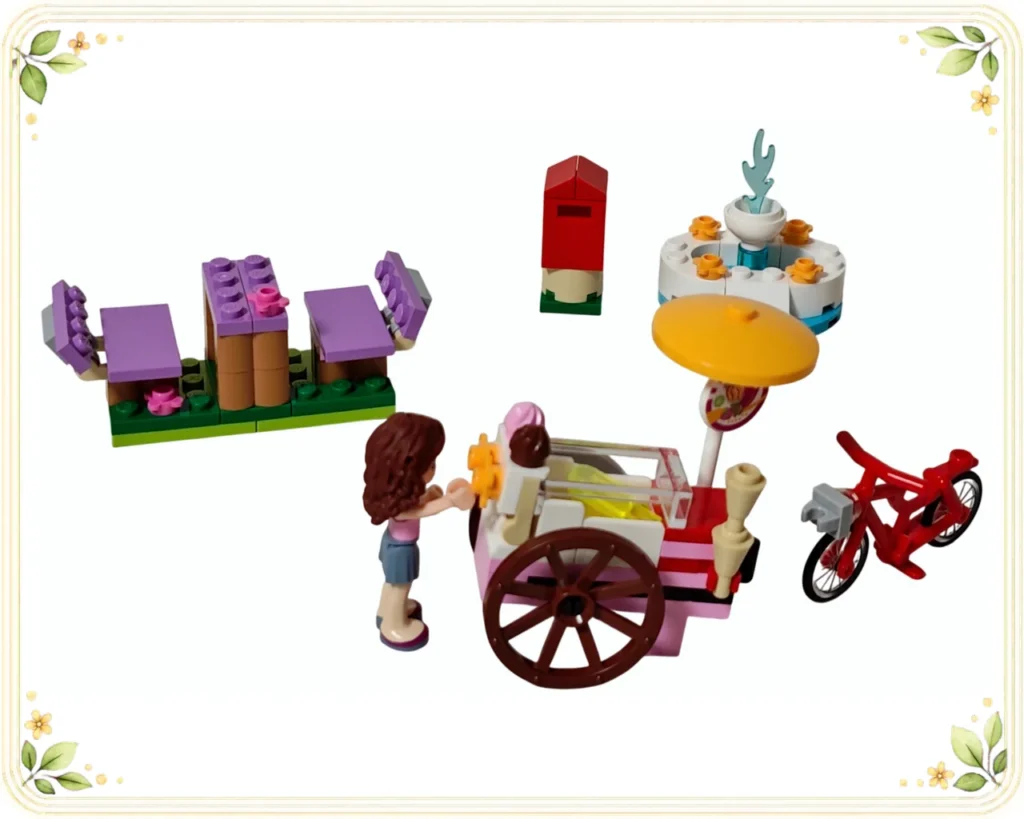 レゴ 41030 アイスクリームやさん 販売車にソフトクリームを並べるオリビアと外した自転車