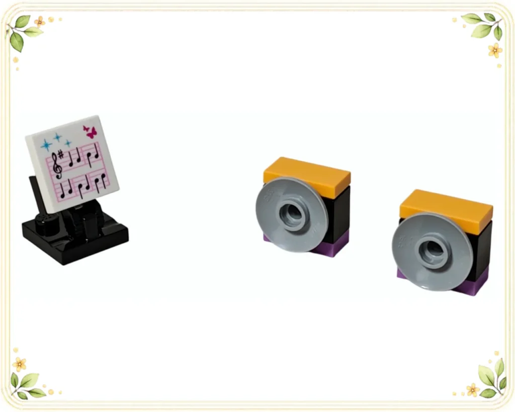 レゴ 41309 アンドレアのミュージックステージ 2台のスピーカーと楽譜を載せた譜面台