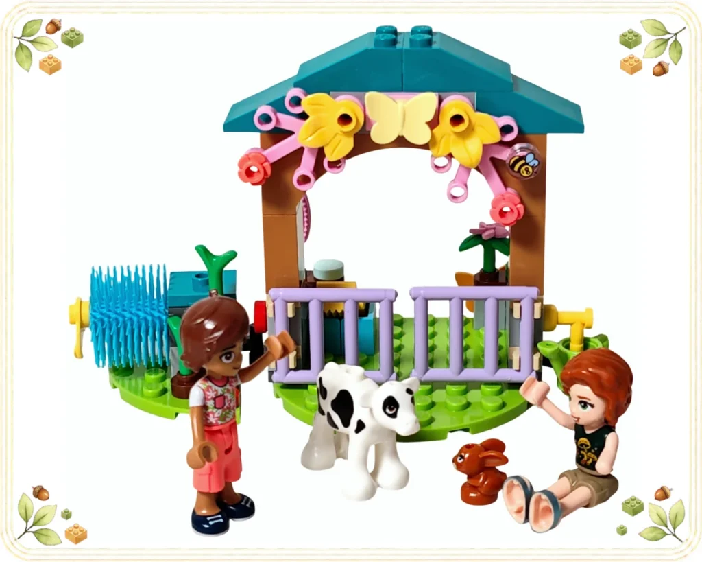 レゴ フレンズ 42607 オータムの仔牛小屋に集まったオータムとレオ、仔牛、子ウサギ