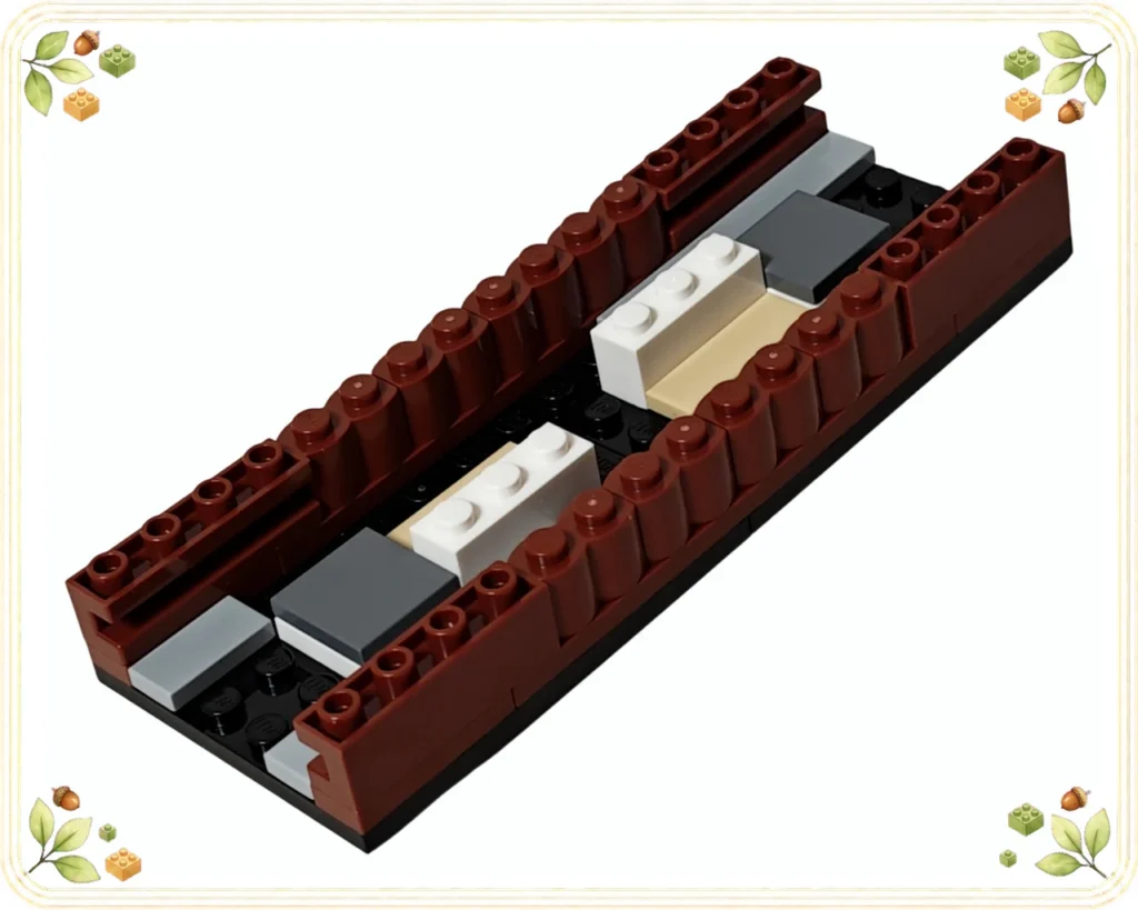 レゴ 76441 ホグワーツ城：決闘クラブ ブラウンの側面を組み立てた決闘台