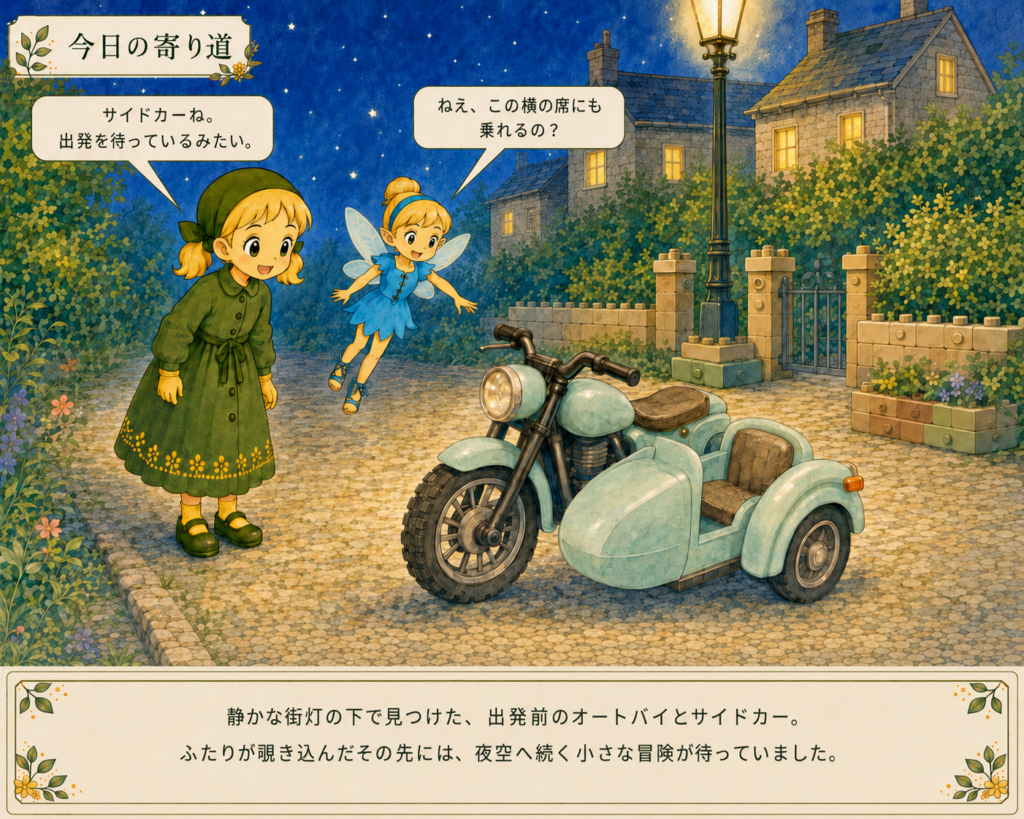 レゴ 76459 ハグリッド&ハリーのプリベット通りの脱出劇 出発前のオートバイとサイドカーを見つける女の子と妖精の今日の寄り道画像