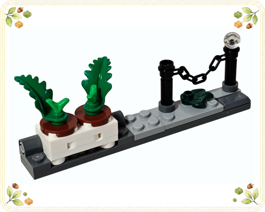 レゴ 76459 ハグリッド&ハリーのプリベット通りの脱出劇 プリベット通りの植え込みと鎖でつながれた街灯を備えた道路部分