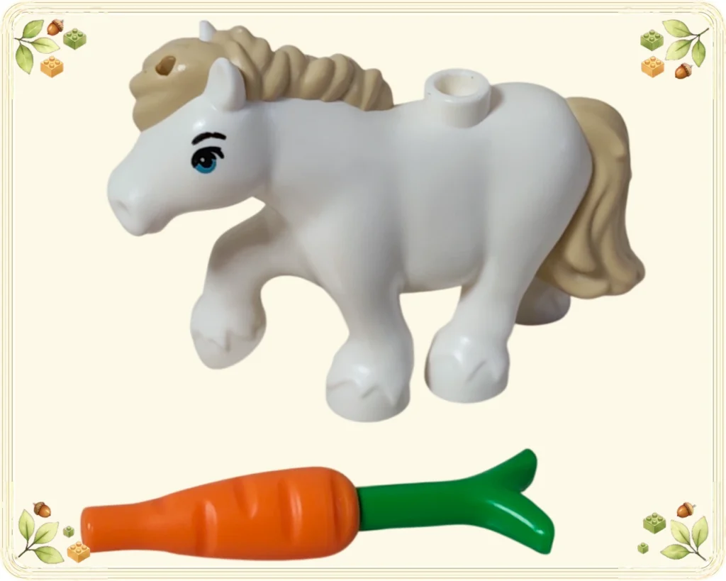 レゴ 42698 レゴフレンズ アドベントカレンダー2026 白いポニーと緑色の葉を付けたニンジン